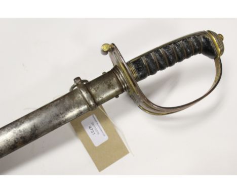 Victorian British Light Infantry Officers Sword. 825 mm long etched bright steel blade. Wire bound shagreen grip. Light Infan