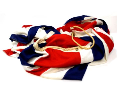 WW2 British Union Flag. Multiple part construction. Broad Arrow and maker marked "Porter Bros. Ltd Liverpool" to edge. Comple