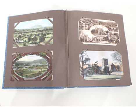 A light blue Album of 100 Abergavenny and Crickhowell Cards 