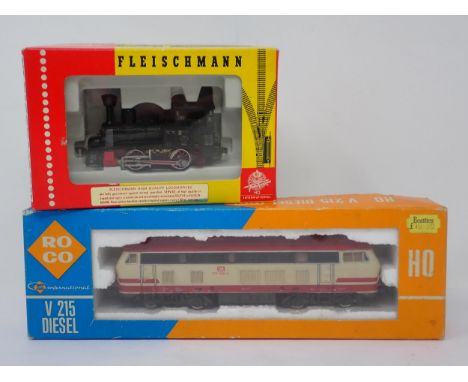 A boxed Fleischmann HO scale 0-4-0 Locomotive and a boxed RoCo V215 diesel Locomotive 