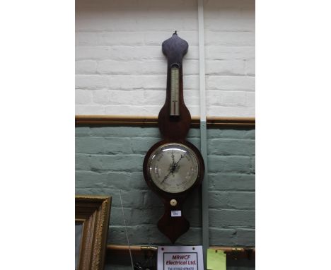 A 19th Century onion shaped rosewood banjo barometer