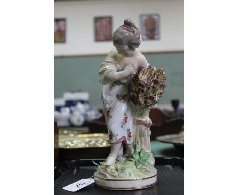 A Derby porcelain figure Emblematic of Summer c1775, patch marks to base, 10" high