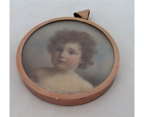 ? Fall (late 19th century British school) - Bust length miniature&nbsp;portrait of John Reginald Sinclair aged 2 years and 9 