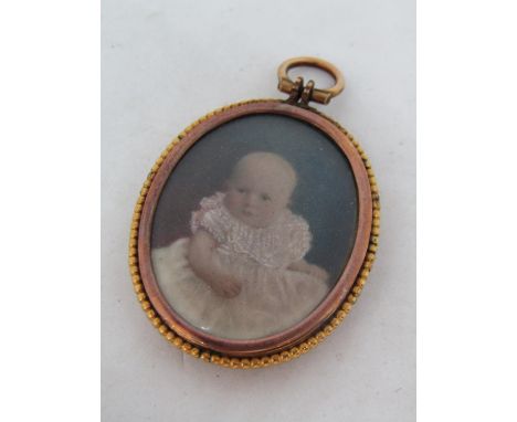 Late 19th century British school - Half length memorial miniature&nbsp;portrait of a baby - Alec Dixon, born 18th May 1882, d