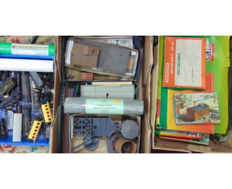 2 boxes of model rail way building and back scenes and a kit by Vollmer (5612) together with  a collection of Airfix, Kitmast
