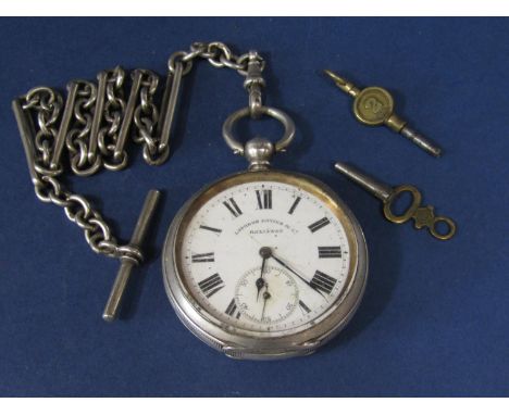 Langdon Davies &amp; Co 'Reliance' silver pocket watch, the enamel dial with Roman Numerals and subsidiary second dial, curre