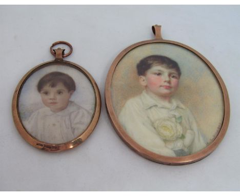 M S Pickett - Early 20th century British school - A fine quality half length miniature&nbsp;portrait of a brown eyed girl / b