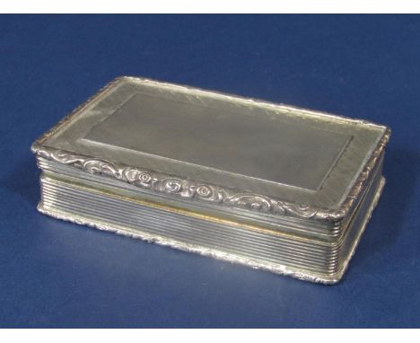 Good quality early Victorian engine turned snuff or trinket box, with cast floral rim and gilt interior, maker Francis Clark,