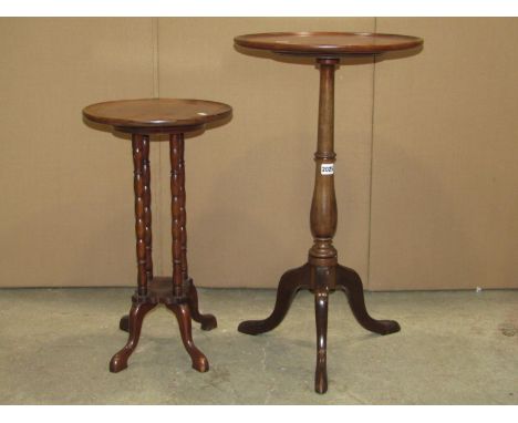 A good quality Georgian style mahogany tripod table with vase shaped pillar and circular tray top, 39 cm in diameter, togethe