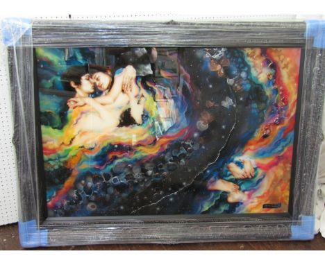Kerry Darlington (contemporary artist) - Romeo and Juliet, limited edition print on fused glass type panel, signed and incise