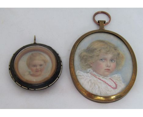 Early 20th century British school - Bust length miniature&nbsp;portrait of a fair haired young girl wearing a white dress and