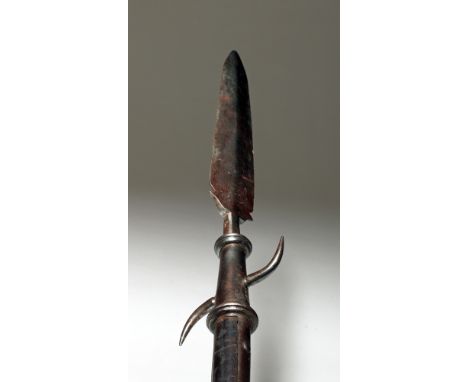 Europe, 17th to 18th century CE. This is a pike, with an iron blade and a long wooden handle. The shaft is socketed, and rein
