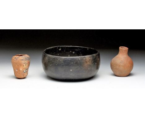 Pre-Columbian, Peru, Nazca and Inca cultures, ca. 180 BCE to 500 CE and ca. 1400 CE, respectively. A nice trio of ceramics fr