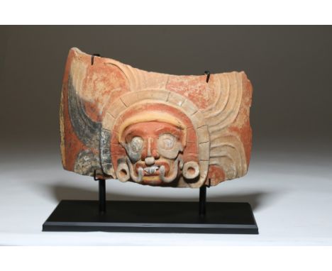 Pre-Columbian, Mayan territories, Late Classic Period, ca. 550 to 950 CE. An impressive and elaborate Mayan incensario fragme