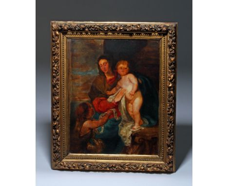 Europe, Italy, ca. 18th to 19th century CE, An impressive painting, oil on panel, depicting the Madonna and Child with Saint 