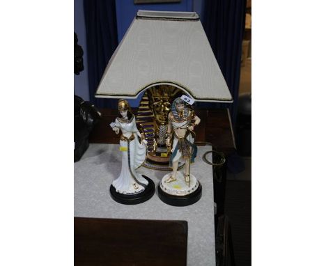 A Wedgwood figure, Coalport figure and a lamp