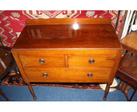 Walnut chest of drawers, two tier stand and a modern lamp