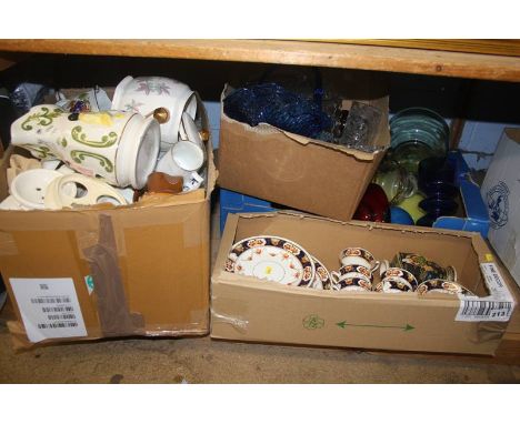 Shelf of assorted, including tea china