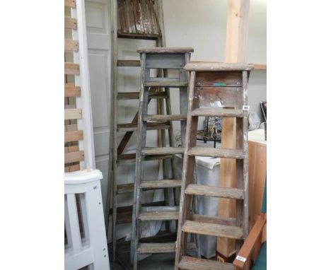 Three wooden step ladders. COLLECT ONLY.