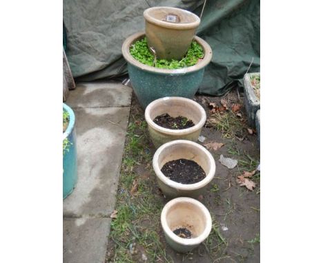 Five ceramic plant pots, COLLECT ONLY.