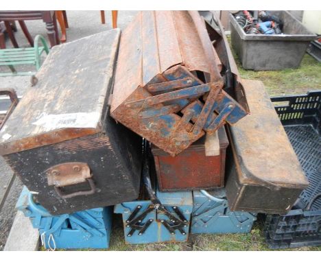 A quantity of old tool boxes, some with tools, COLLECT ONLY