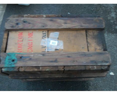 An old wooden crate from a Norton engine, COLLECT ONLY.