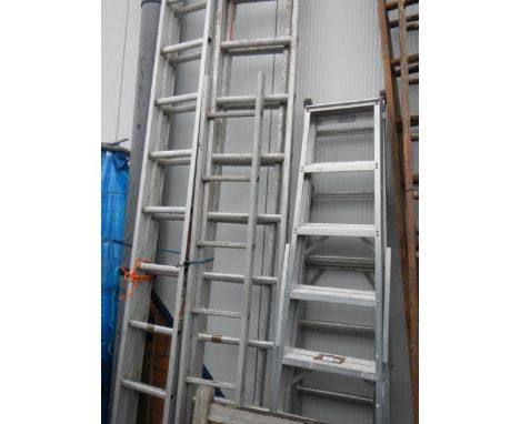 A quantity of aluminium ladders and a step ladder, COLLECT ONLY.