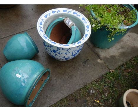 Two ceramic wall planters and other planters, COLLECT ONLY.