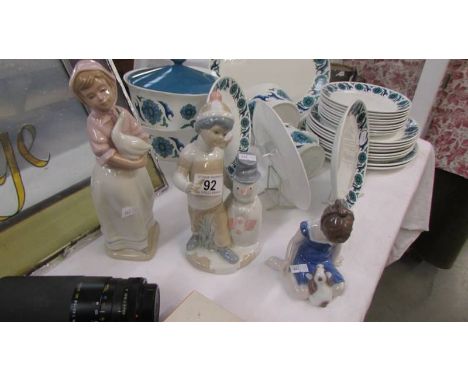 2 Lladro/NAO Style Spanish figures and a Danish figure.