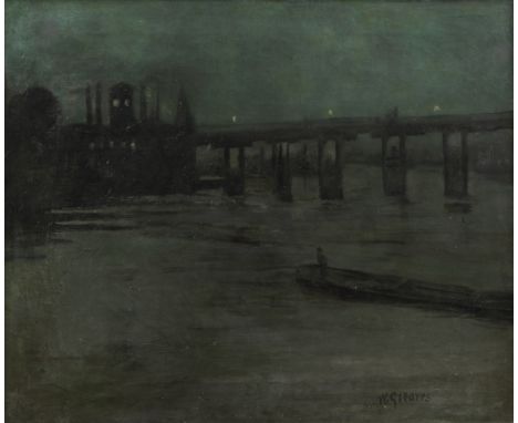 Walter Greaves (British, 1846-1930)Nocturne, Battersea Bridge signed 'W.Greaves' (lower right)oil on canvas51 x 61cm (20 x 24