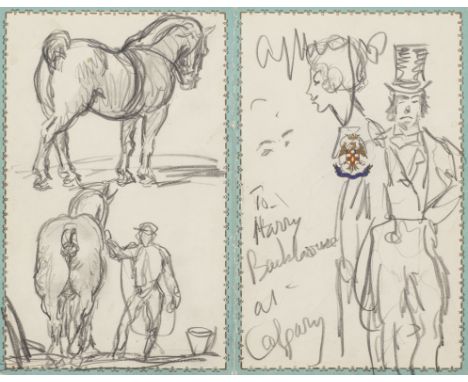 Sir Alfred James Munnings, PRA, RWS (British, 1878-1959)A group of pencil studies comprising:i Up in the Clouds, signed and d
