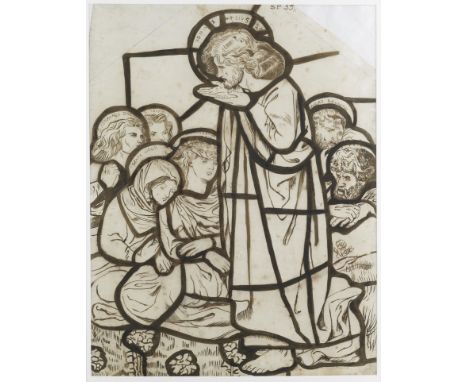 Dante Gabriel Rossetti (British, 1828-1882)Cartoon for a stained-glass window showing The Sermon on the Mount, made for All S