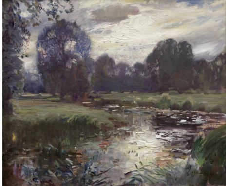 Sir Alfred James Munnings, PRA, RWS (British, 1878-1959)The River Dove signed and dated 'A.J.MUNNINGS 1911' (lower right)oil 