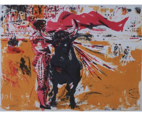 JOHN HOUSTON OBE RSA&nbsp;(SCOTTISH 1930-2008) BULLFIGHT (1958) Lithograph, signed lower right, 26 x 34cm (10.25 x 13.25") Ti