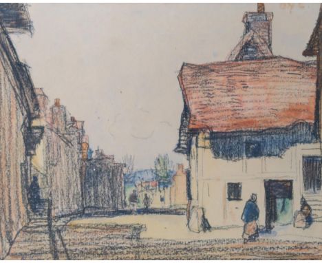 SIR DAVID YOUNG CAMERON RA RSA RWS RSW RE (SCOTTISH 1865-1945) A NORMAN VILLAGE&nbsp; Graphite/watercolour, signed lower left