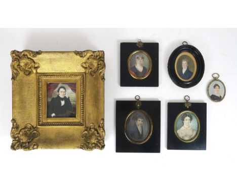 A GROUP OF SIX C19TH PORTRAIT MINIATURES Ivory declaration reference - 40GAQM6G&nbsp;(6) Condition Report:Available upon requ