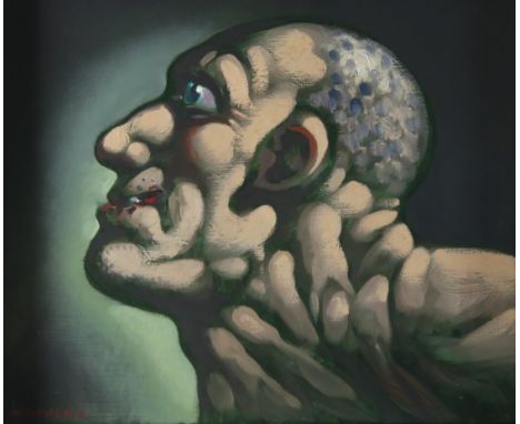 PETER HOWSON OBE (SCOTTISH b. 1958) MALE PORTRAIT&nbsp; Oil on canvas, signed lower left, 25 x 30cm (9.75 x 11.75") Condition