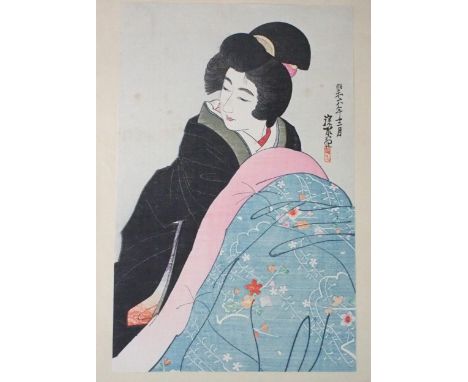 SHINSUI ITO (1898-1972) An aiban Tate-e print of&nbsp;Kotatsu&nbsp;(Under-table Heater), from the series&nbsp;Gendai bijinshu