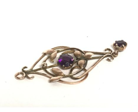 A 9ct good art Nouveau pendant set with amethyst , postage cat A