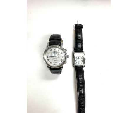Two mens rotary watches with quartz movement. One seen working. Shipping category A.