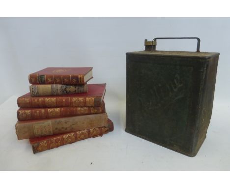 An assortment of volumes including three 'The Outline of Literature' and The Girls Own Annual, 1899; also a Redline petrol ca