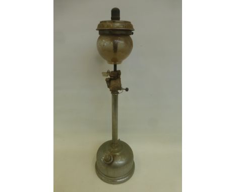 A pressurised Tilley table lamp, Hendon England, complete with glass shade.