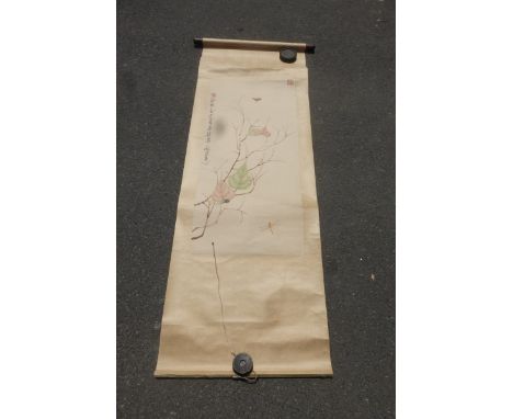 A Chinese scroll decorated by QIBAISHI depicting insects (early 20th Century).