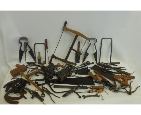 A box of 19th century and later hand tools.