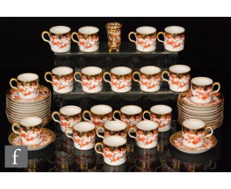 Twenty one early 20th Century Royal Crown Derby Imari 2649 pattern coffee cans and saucers, each with printed marks and vario