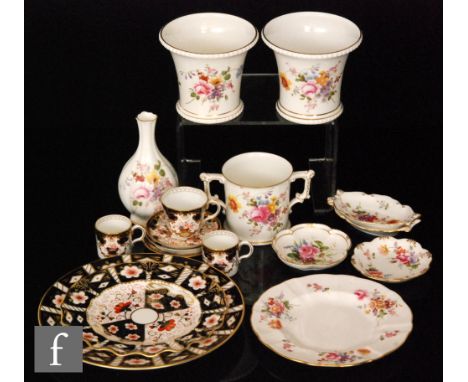 A collection of assorted Royal Crown Derby comprising two Imari 2451 plates, largest diameter 27cm, two Imari 3788 coffee can