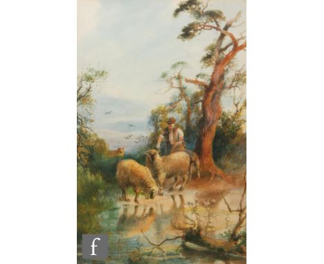  CHARLES HENRY CLIFFORD BALDWYN (1843-1913) - A farmer with horses on a country road, watercolour, signed and dated 1912, fra