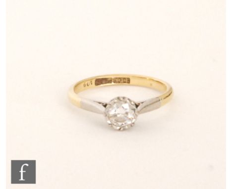 A mid 20th Century 18ct diamond solitaire ring, illusion set brilliant cut diamond, weight approximately 0.40ct, to platinum 