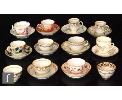 A collection of assorted 19th and early 20th Century teacups, teabowls and saucers of varying form to include Chamberlain's W