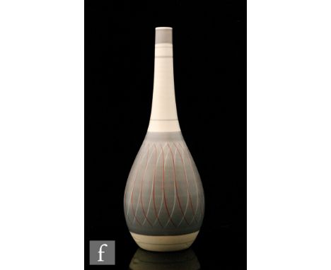 A Poole Pottery shape 698 Freeform 'Skittle' vase decorated in the PRP pattern, impressed and painted marks, height 40cm